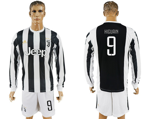 2017 18 Juventus 9 HIGUAIN Home Long Sleeve Soccer Jersey