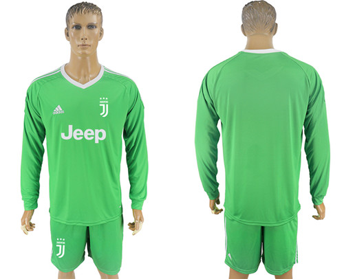 2017 18 Juventus Green Long Sleeve Goalkeeper Soccer Jersey