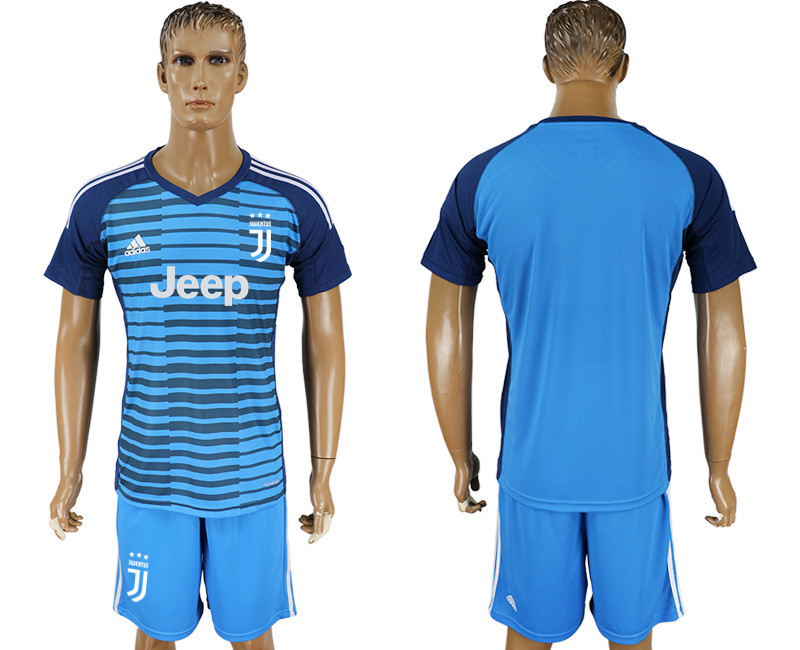 2017 18 Juventus Lake Blue Goalkeeper Soccer Jersey