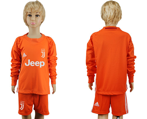 2017 18 Juventus Orange Youth Goalkeeper Long Sleeve Soccer Jersey