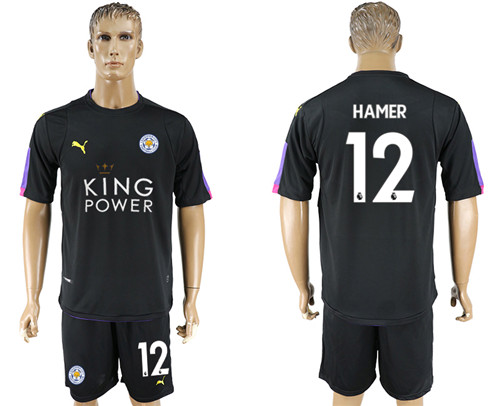 2017 18 Leicester City 12 HAMER Black Goalkeeper Soccer Jersey