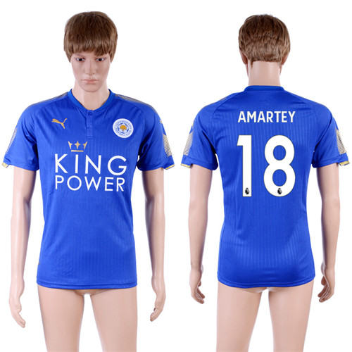 2017 18 Leicester City 18 AMARTEY Home Thailand Soccer Jersey