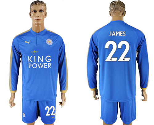 2017 18 Leicester City 22 JAMES Home Long Sleeve Soccer Jersey