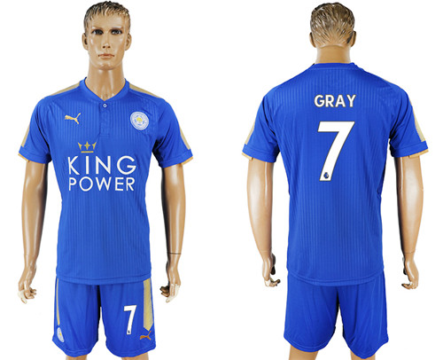 2017 18 Leicester City 7 GRAY Home Soccer Jersey