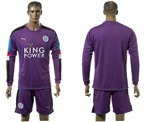 2017 18 Leicester City Purple Long Sleeve Goalkeeper Soccer Jersey
