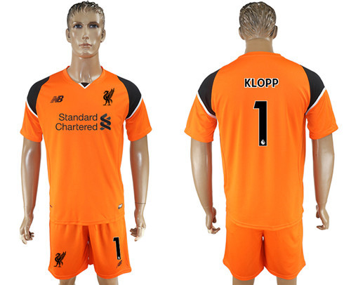 2017 18 Liverpool 1 KLOPP Orange Goalkeeper Soccer Jersey