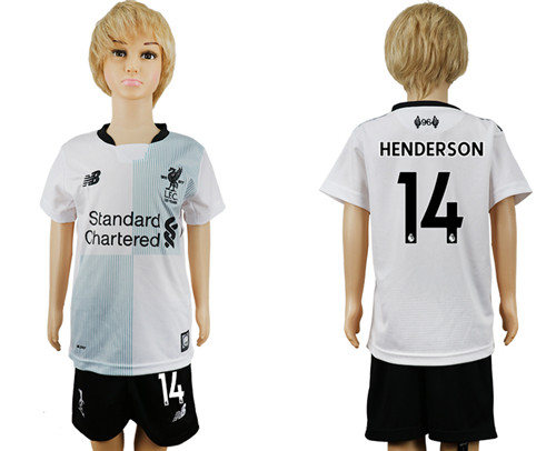 2017 18 Liverpool 14 HENDERSON Away Youth Soccer Jersey