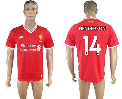 2017 18 Liverpool 14 HENDERSON Home Thailand Soccer Jersey