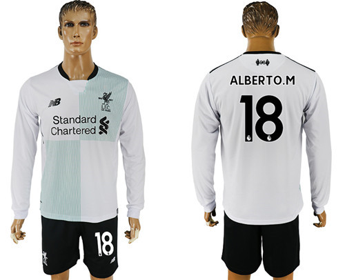 2017 18 Liverpool 18 ALBERTO. M Away Long Sleeve Soccer Jersey