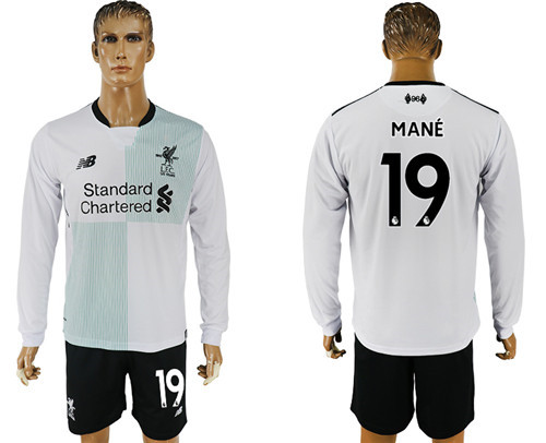 2017 18 Liverpool 19 MANE Away Long Sleeve Soccer Jersey