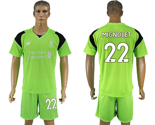 2017 18 Liverpool 22 MIGNOLET Green Goalkeeper Soccer Jersey