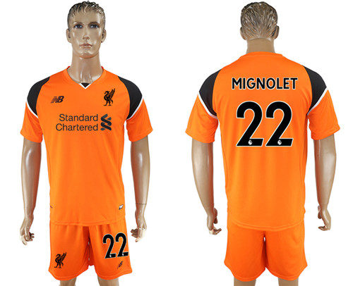 2017 18 Liverpool 22 MIGNOLET Orange Goalkeeper Soccer Jersey