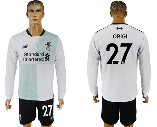 2017 18 Liverpool 27 ORIGI Away Long Sleeve Soccer Jersey