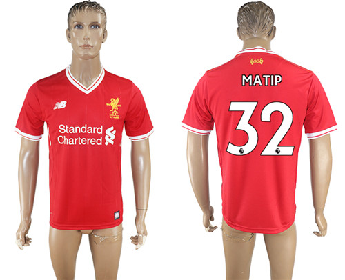 2017 18 Liverpool 32 MATIP Home Thailand Soccer Jersey