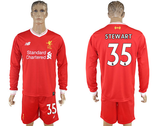 2017 18 Liverpool 35 STEWART Home Long Sleeve Soccer Jersey