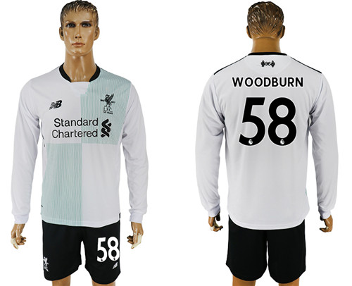 2017 18 Liverpool 58 WOODBURN Away Long Sleeve Soccer Jersey