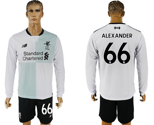 2017 18 Liverpool 66 ALEXANDER Away Long Sleeve Soccer Jersey