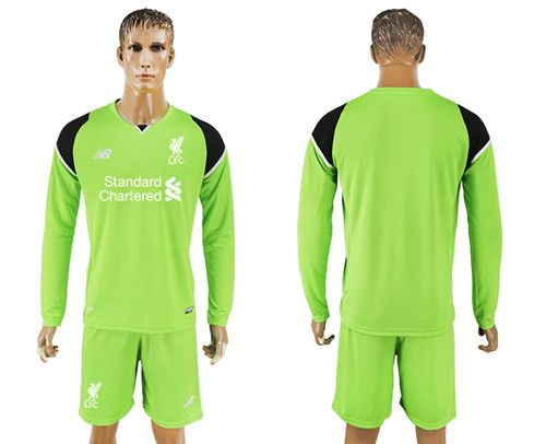 2017 18 Liverpool Green Goalkeeper Long Sleeve Soccer Jersey