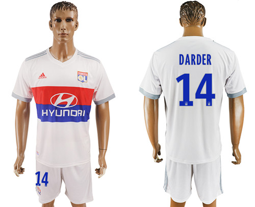 2017 18 Lyon 14 DARDER Home Soccer Jersey