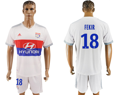 2017 18 Lyon 18 FEKIR Home Soccer Jersey