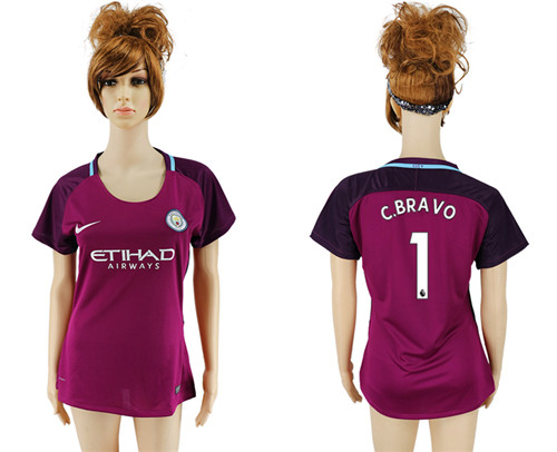 2017 18 Manchester City 1 C. BRAVO Away Women Soccer Jersey