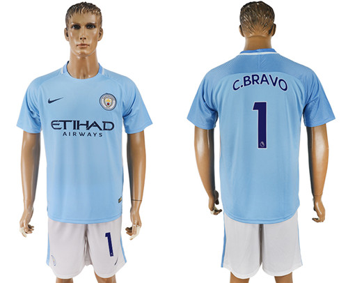 2017 18 Manchester City 1 C.BRAVO Home Soccer Jersey