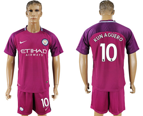 2017 18 Manchester City 10 KUN AGUERO Away Soccer Jersey