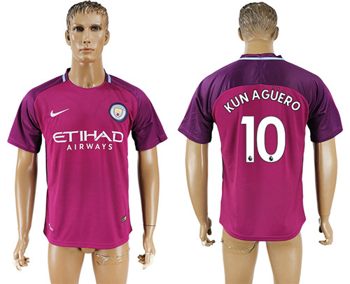 2017 18 Manchester City 10 KUN AGUERO Away Thailand Soccer Jersey