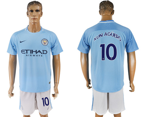 2017 18 Manchester City 10 KUN AGUERO Home Soccer Jersey