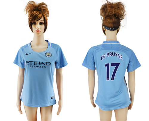 2017 18 Manchester City 17 DE BRUYNE Home Women Soccer Jersey