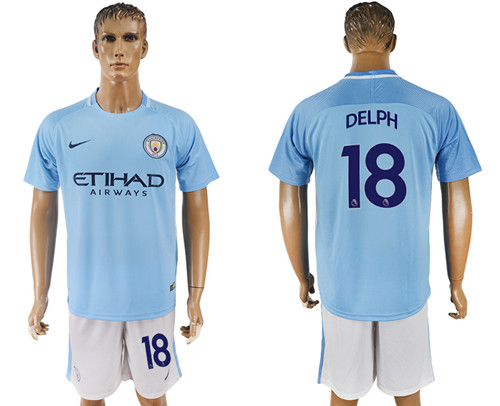 2017 18 Manchester City 18 DELPH Home Soccer Jersey