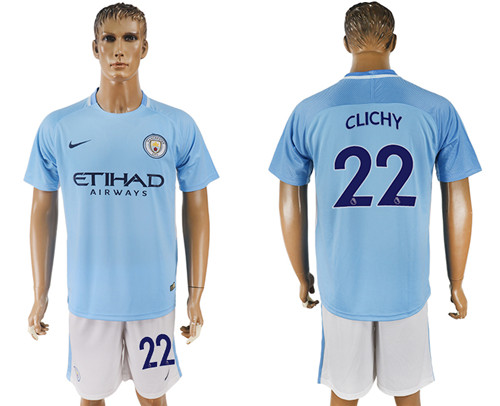 2017 18 Manchester City 22 CLICHY Home Soccer Jersey