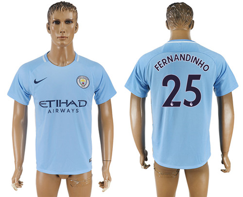 2017 18 Manchester City 25 FERNANDINHO Home Thailand Soccer Jersey