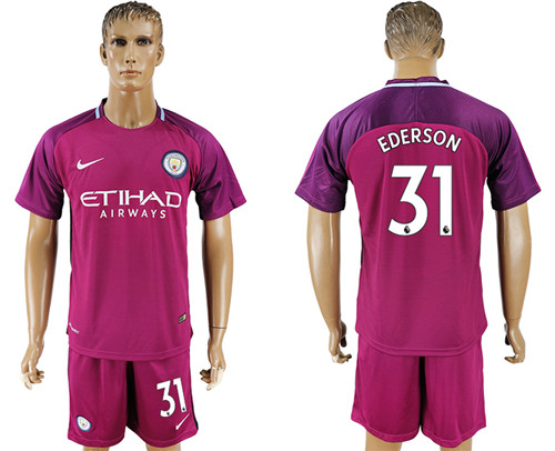 2017 18 Manchester City 31 EDERSON Away Soccer Jersey