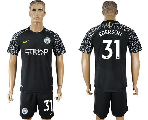 2017 18 Manchester City 31 EDERSON Black Goalkeeper Soccer Jersey