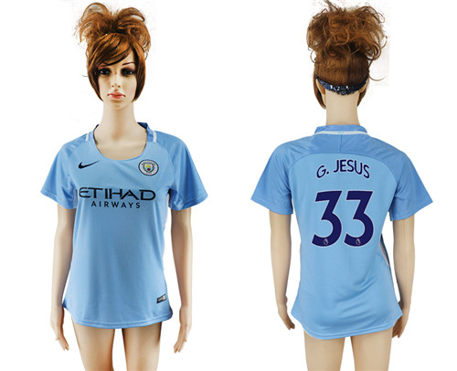 2017 18 Manchester City 33 G.JESUS Home Women Soccer Jersey