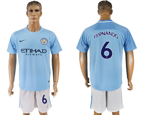 2017 18 Manchester City 6 FERNANDO Home Soccer Jersey