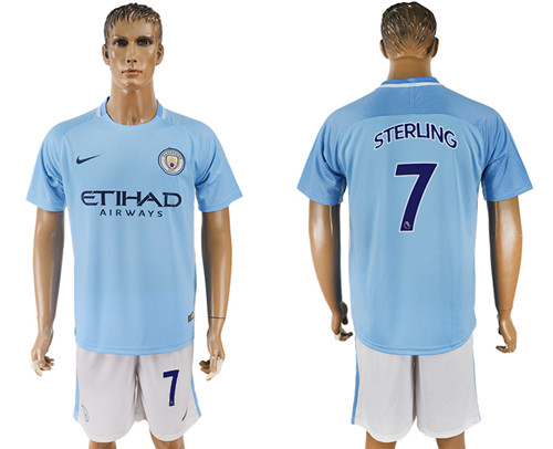 2017 18 Manchester City 7 STERLING Home Soccer Jersey