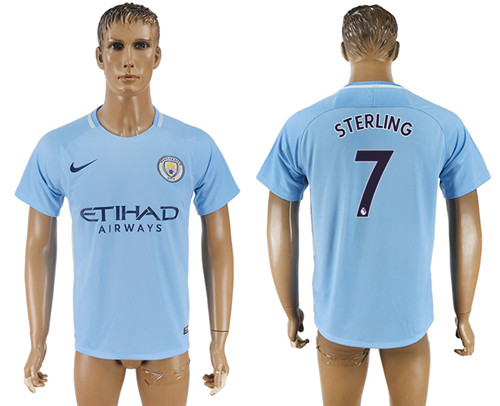 2017 18 Manchester City 7 STERLING Home Thailand Soccer Jersey