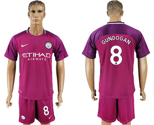 2017 18 Manchester City 8 GUNDOGAN Away Soccer Jersey