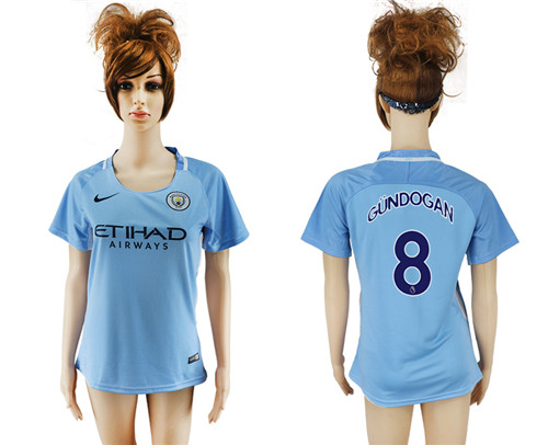 2017 18 Manchester City 8 GUNDOGAN Home Women Soccer Jersey