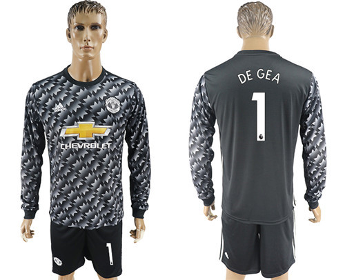 2017 18 Manchester United 1 DE GEA Away Long Sleeve Soccer Jersey