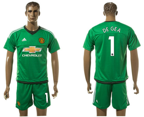 2017 18 Manchester United 1 DE GEA Green Goalkeeper Soccer Jersey