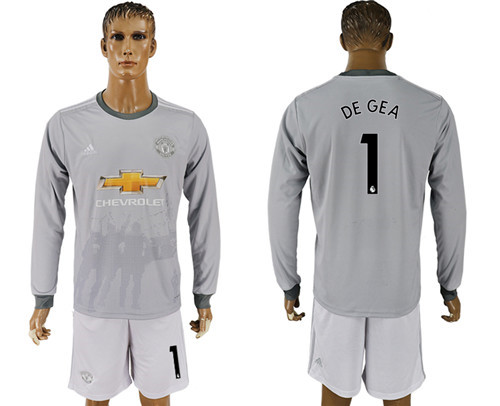 2017 18 Manchester United 1 DE GEA Third Away Long Sleeve Soccer Jersey