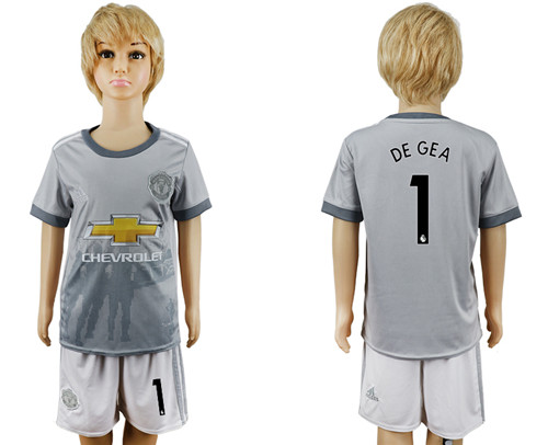 2017 18 Manchester United 1 DE GEA Third Away Youth Soccer Jersey