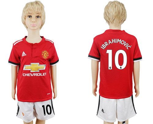 2017 18 Manchester United 10 IBRAHIMOVIC Home Youth Soccer Jersey