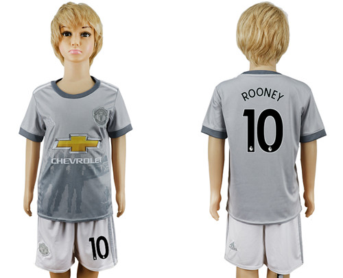 2017 18 Manchester United 10 ROONEY Third Away Youth Soccer Jersey