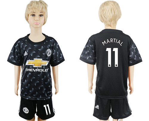 2017 18 Manchester United 11 MARTIAL Away Youth Soccer Jersey