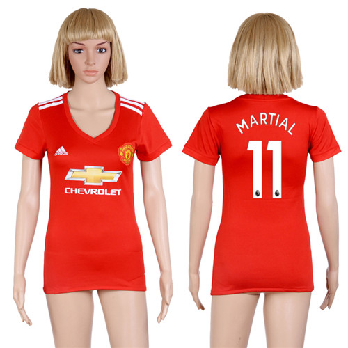 2017 18 Manchester United 11 MARTIAL Home Women Soccer Jersey