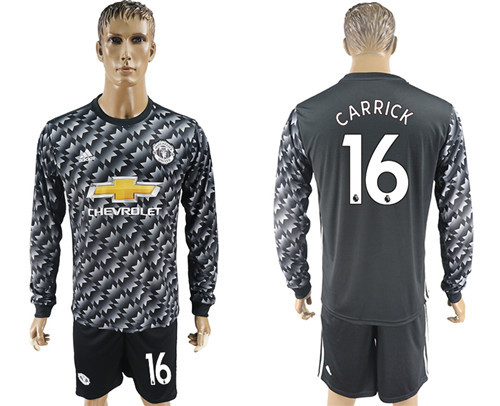 2017 18 Manchester United 16 CARRICK Away Long Sleeve Soccer Jersey